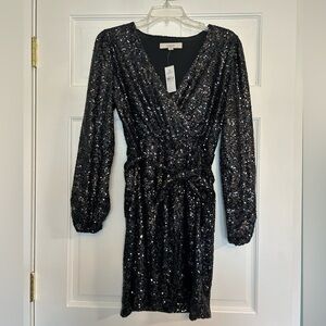 Loft Sequin Wrap Dress NWT